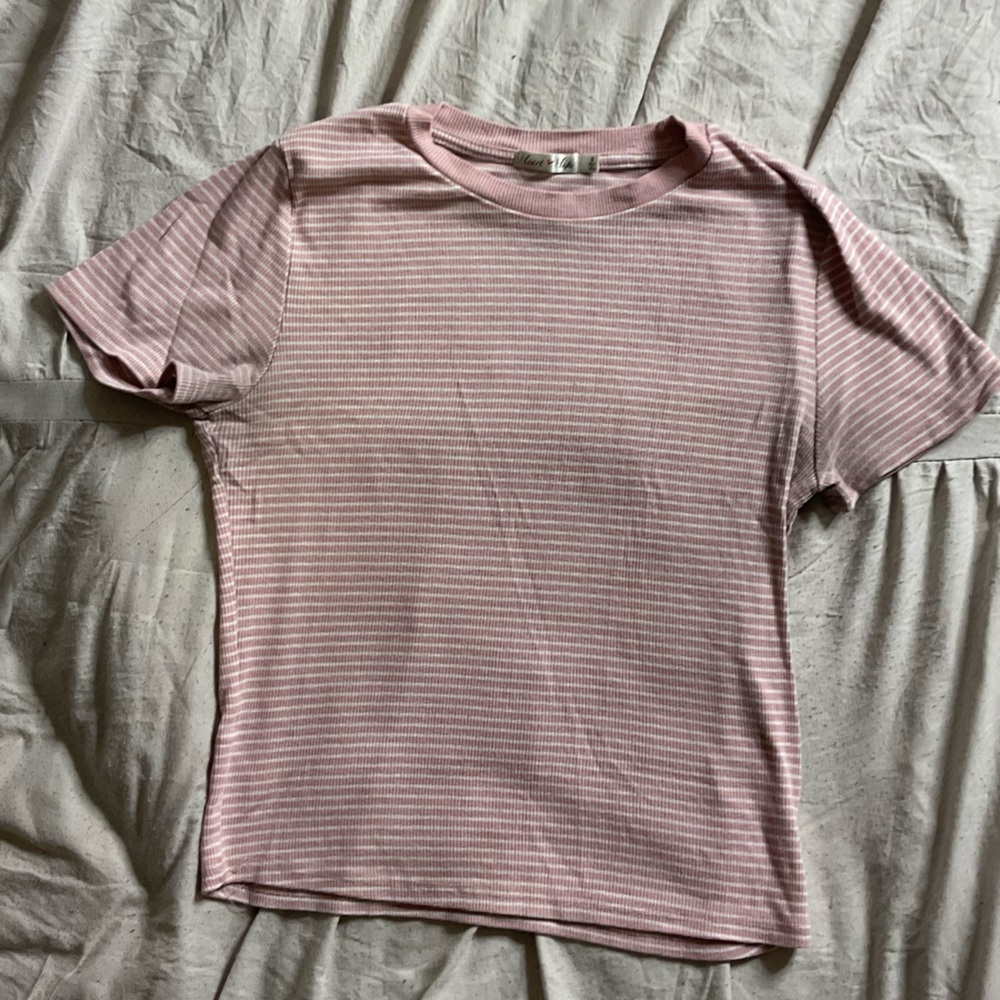 Pink & White Striped Ribbed Baby Tee | Heart & Hips